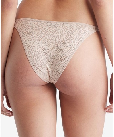 Women's Sheer Marquisette Lace High-Leg Tanga Underwear QF7105 Brown $20.06 Panty