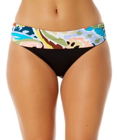 Women's Fold-Over Printed-Waistband Bikini Bottoms Multi Stripe $28.70 Swimsuits