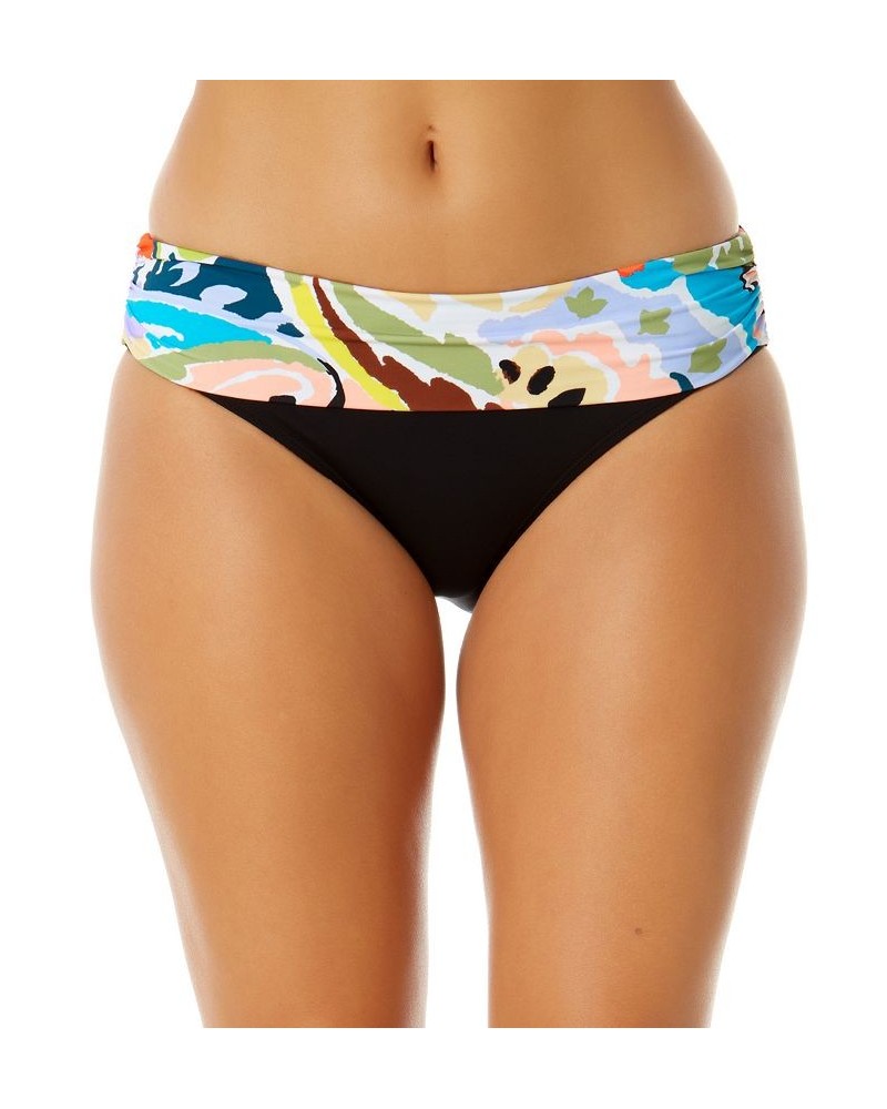 Women's Fold-Over Printed-Waistband Bikini Bottoms Multi Stripe $28.70 Swimsuits