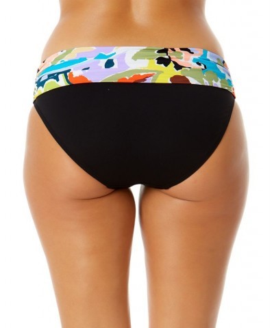 Women's Fold-Over Printed-Waistband Bikini Bottoms Multi Stripe $28.70 Swimsuits