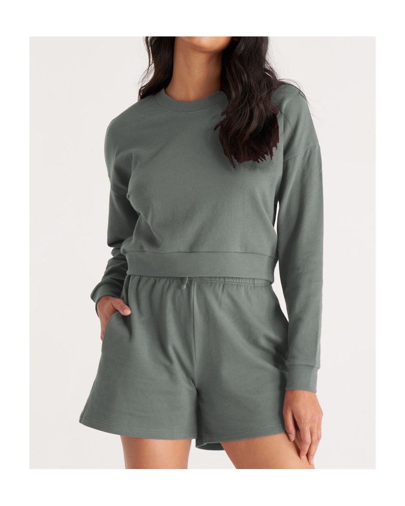 The Women's Cropped Sweatshirt- Regular Size Green $33.60 Sweatshirts