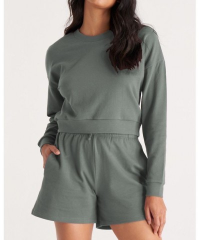 The Women's Cropped Sweatshirt- Regular Size Green $33.60 Sweatshirts