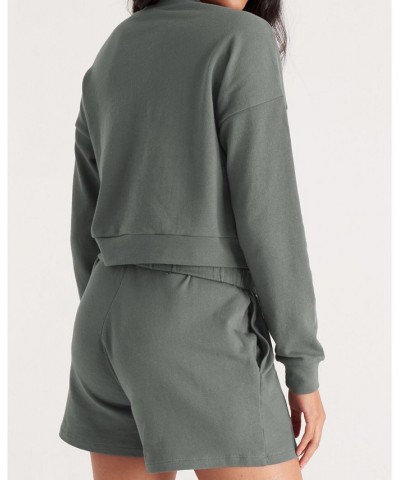 The Women's Cropped Sweatshirt- Regular Size Green $33.60 Sweatshirts