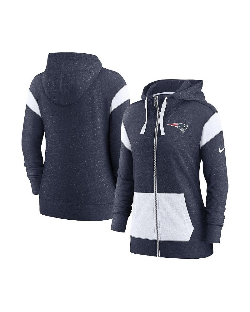 Women's Navy White New England Patriots Monaco Full-Zip Hoodie Blue $45.00 Sweatshirts