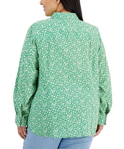 Plus Size Cotton Utility Shirt Fern Multi $28.59 Tops