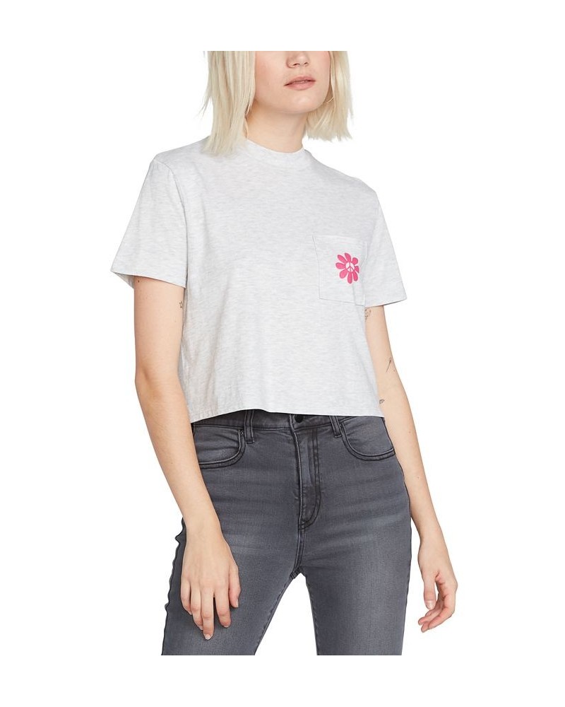 Juniors' Organic Cotton Pocket Dial T-Shirt Light Grey $16.80 Tops