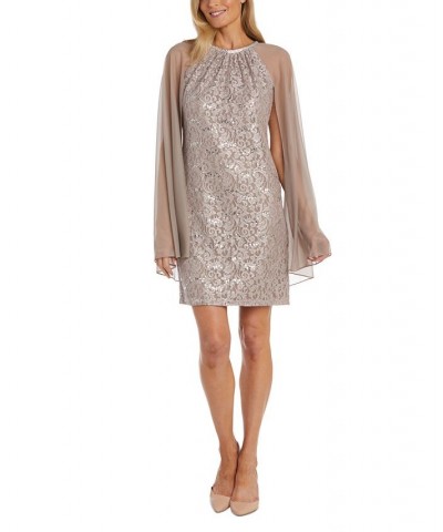 Petite Lace Chiffon-Cape Dress Champ $46.44 Dresses