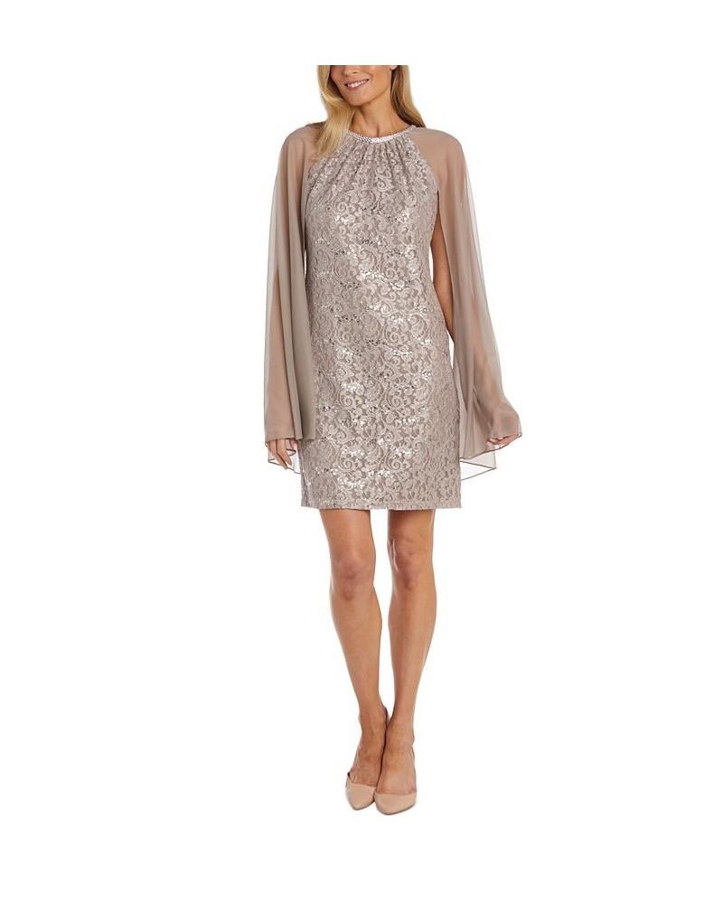 Petite Lace Chiffon-Cape Dress Champ $46.44 Dresses