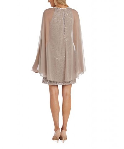 Petite Lace Chiffon-Cape Dress Champ $46.44 Dresses