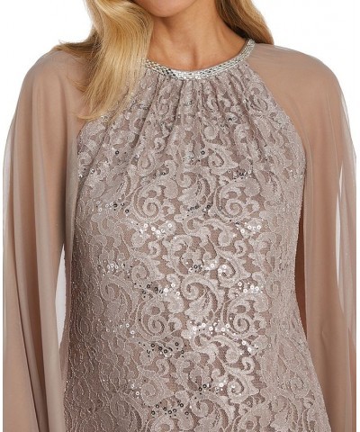 Petite Lace Chiffon-Cape Dress Champ $46.44 Dresses