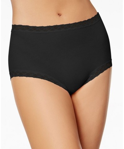 Bliss Lace-Trim High Rise Cotton Brief 755058 Black $13.20 Underwears