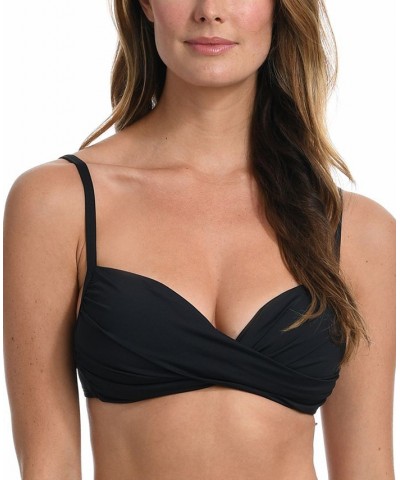 Wrap Bikini Top & High-Waist Bottom Black $44.88 Swimsuits