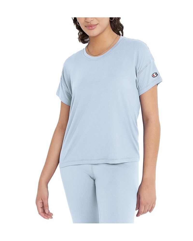 Women's Soft Touch Essential Crewneck T-Shirt Blue $21.20 Tops