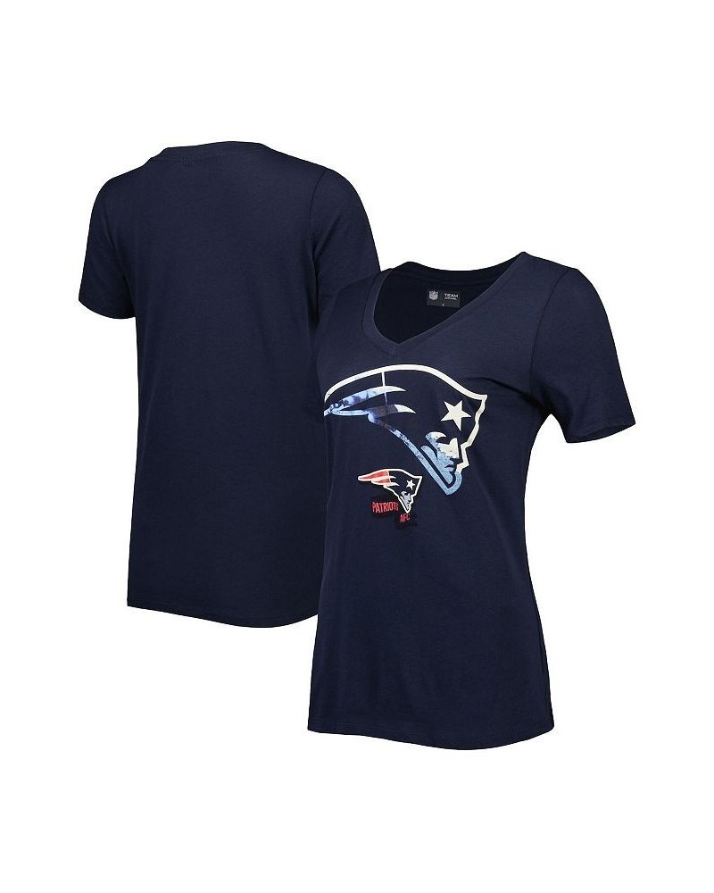 Women's Navy New England Patriots Ink Dye Sideline V-Neck T-shirt Navy $15.54 Tops