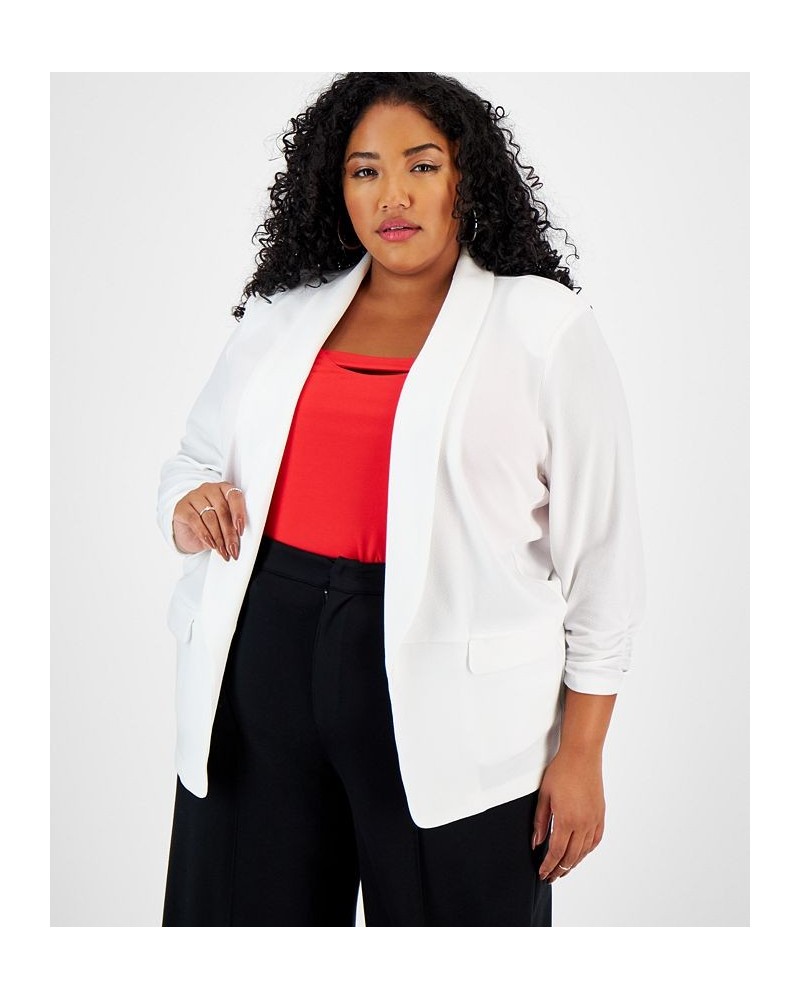 Trendy Plus Size Knit Boyfriend Blazer White $15.90 Jackets