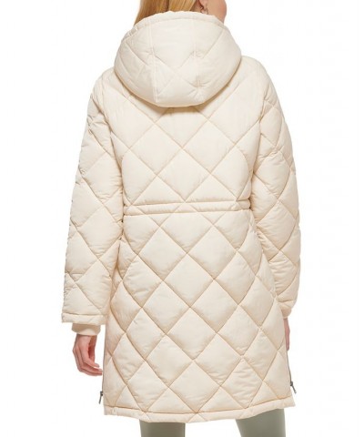 Women's Hooded Anorak Puffer Coat White $48.00 Coats