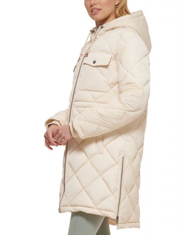 Women's Hooded Anorak Puffer Coat White $48.00 Coats