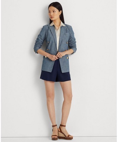 Women's Double-Breasted Chambray Blazer Regular & Petite Beryl Blue Wash $72.85 Jackets