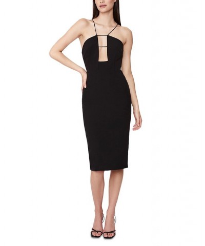 Women's Cristabel Plunge-Neck Midi Dress Black $51.60 Dresses