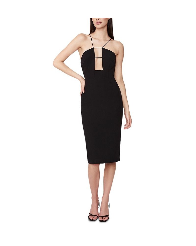 Women's Cristabel Plunge-Neck Midi Dress Black $51.60 Dresses