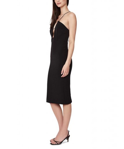 Women's Cristabel Plunge-Neck Midi Dress Black $51.60 Dresses