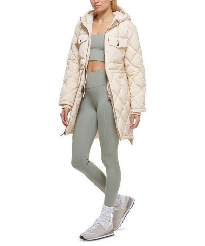 Women's Hooded Anorak Puffer Coat White $48.00 Coats