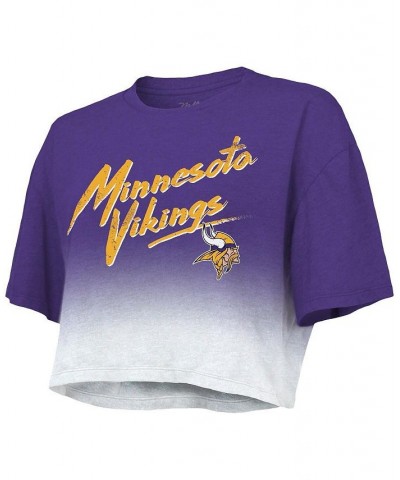 Women's Minnesota Vikings Drip-Dye Player Name and Number Tri-Blend Crop T-shirt Purple, White $35.09 Tops