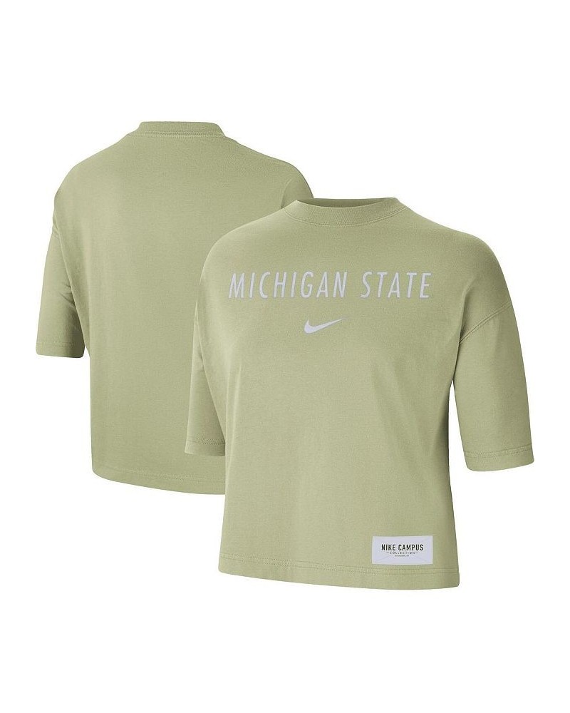 Women's Olive Michigan State Spartans Earth Tones Washed Boxy T-shirt Olive $22.39 Tops