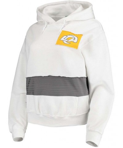 Women's White Los Angeles Rams Crop Pullover Hoodie White $39.20 Sweatshirts