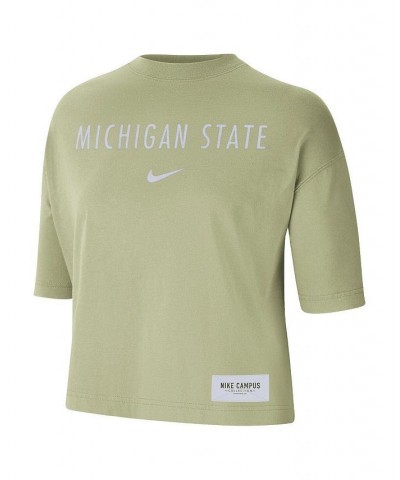 Women's Olive Michigan State Spartans Earth Tones Washed Boxy T-shirt Olive $22.39 Tops