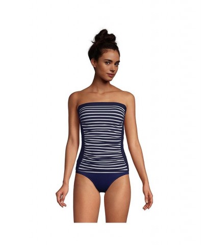 Women's Bandeau Tankini Swimsuit Top with Removable Adjustable Straps Deep sea/media stripe $47.40 Swimsuits