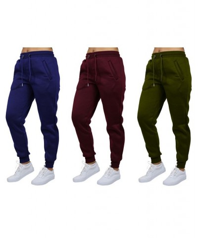 Women's Loose-Fit Fleece Jogger Sweatpants-3 Pack Navy-Burgundy-Olive $38.50 Pants