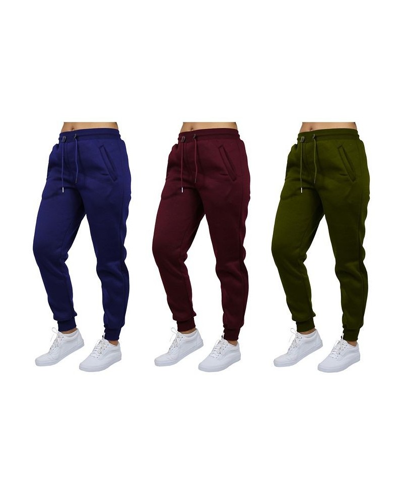 Women's Loose-Fit Fleece Jogger Sweatpants-3 Pack Navy-Burgundy-Olive $38.50 Pants