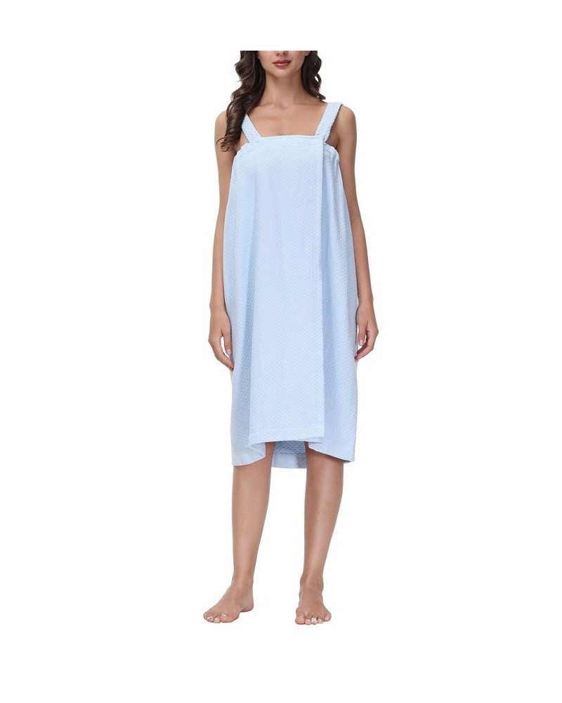 Women's Diamond Waffle Look Wrap Blue $26.88 Sleepwear