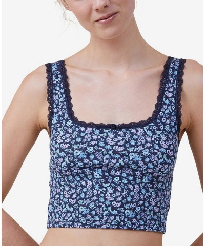 Women's Rib Lace Tank Sienna Floral French Navy $16.45 Sleepwear