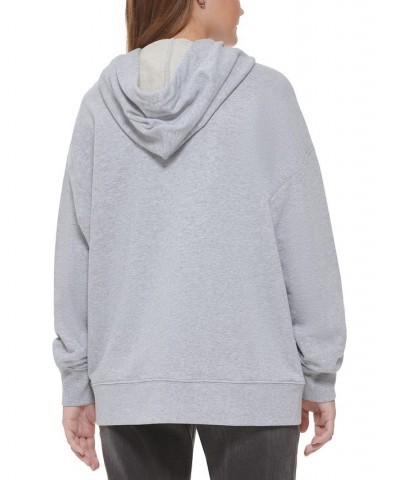 Women's Oversized Cotton Drop-Shoulder Hoodie Pearl Heather Grey $20.40 Sweatshirts