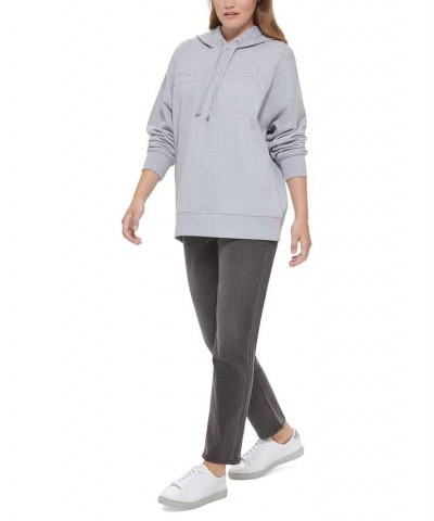 Women's Oversized Cotton Drop-Shoulder Hoodie Pearl Heather Grey $20.40 Sweatshirts