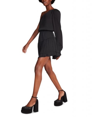 Zinnia Satin One-Shoulder Dress Black $32.97 Dresses