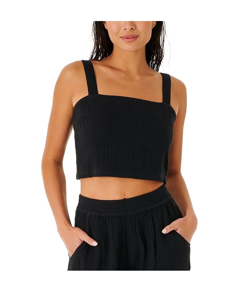 Juniors' Premium Surf Cotton Sleeveless Top Black $25.83 Tops