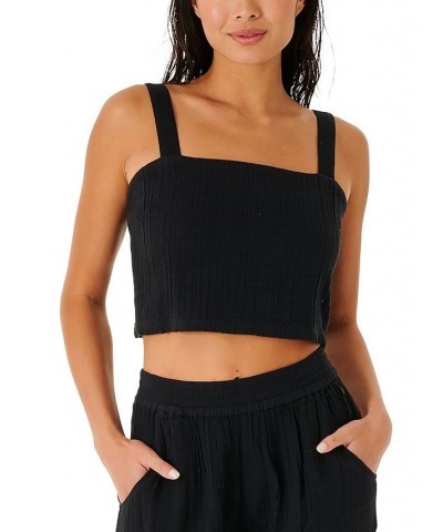 Juniors' Premium Surf Cotton Sleeveless Top Black $25.83 Tops