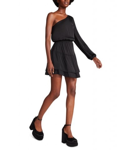 Zinnia Satin One-Shoulder Dress Black $32.97 Dresses