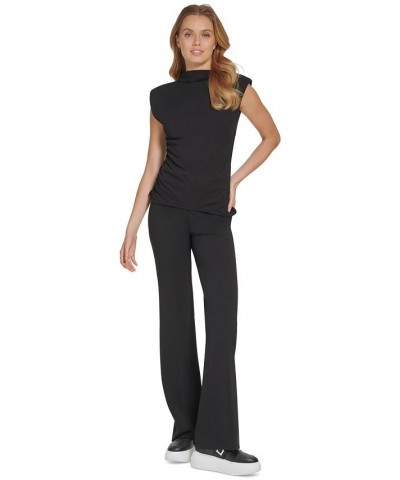 Women's Mock Neck Extended-Shoulder Top Black $25.92 Tops