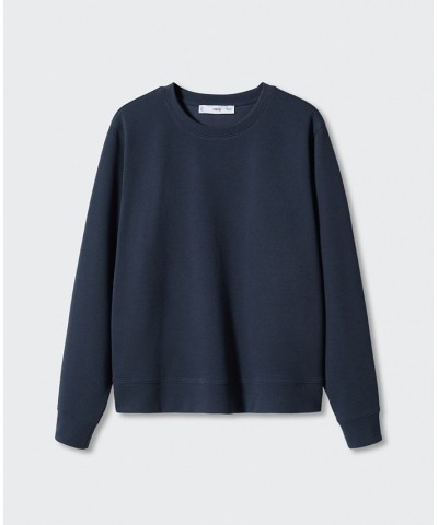 Women's Basic Pique Sweatshirt Blue $34.79 Tops