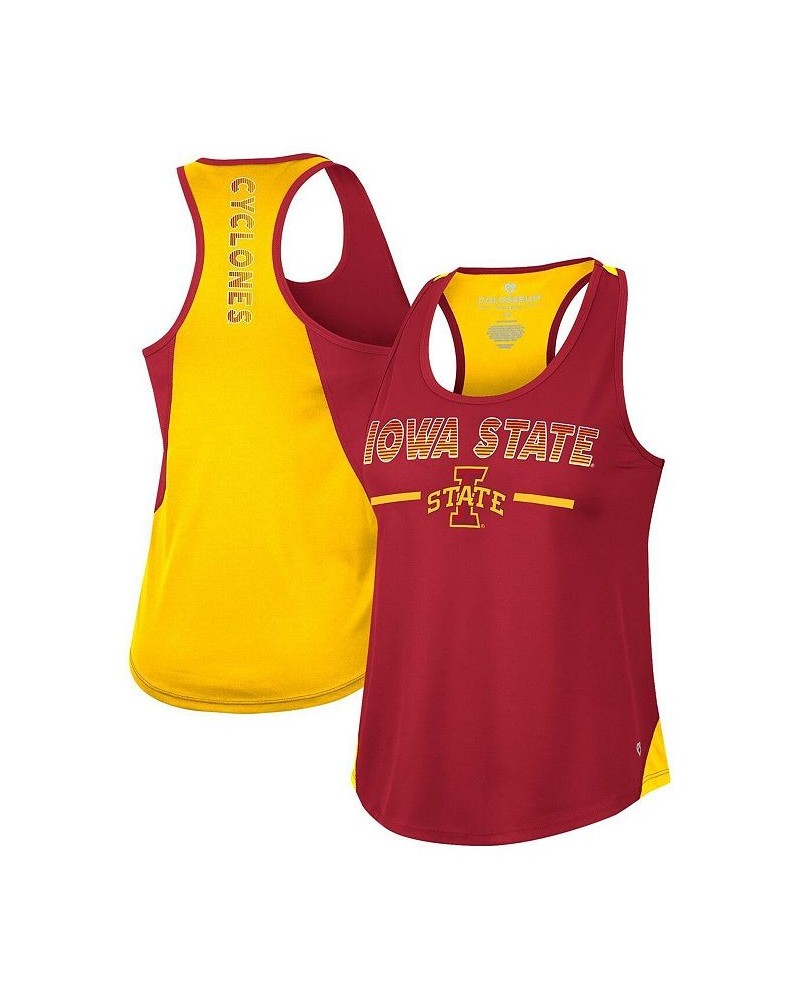 Women's Cardinal Iowa State Cyclones Sachs 2-Hit Scoop Neck Racerback Tank Top Cardinal $15.20 Tops