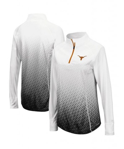 Women's White Black Texas Longhorns Magic Ombre Raglan Quarter-Zip Top White $27.60 Tops