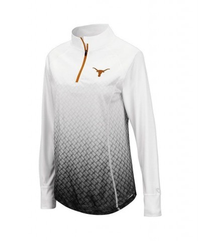 Women's White Black Texas Longhorns Magic Ombre Raglan Quarter-Zip Top White $27.60 Tops