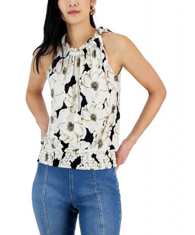 Women's Printed Halter Top Black $22.21 Tops