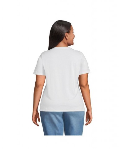 Women's Plus Size Relaxed Supima Cotton Short Sleeve V-Neck T-Shirt White $26.97 Tops