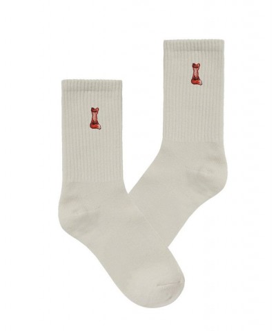 Women's Foxy Embroidered Crew Socks White $10.40 Socks