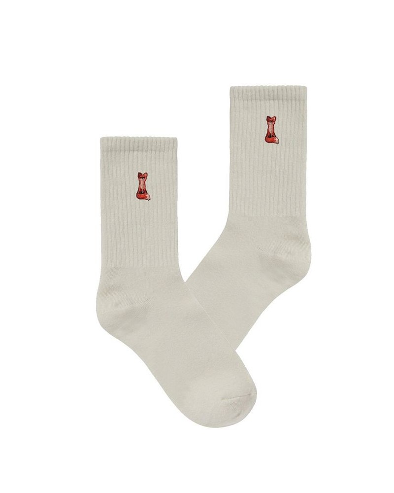 Women's Foxy Embroidered Crew Socks White $10.40 Socks